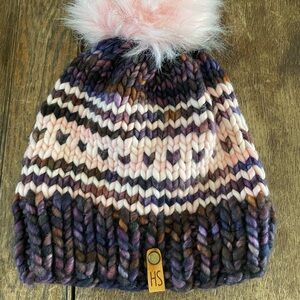 Multicolor Knit Pom-Pom Beanie